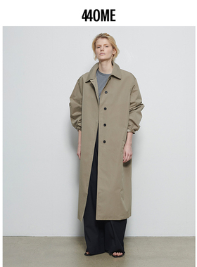440ME女装 气质橄榄色简约宽松暗扣直筒长款风衣外套FB3S0501W