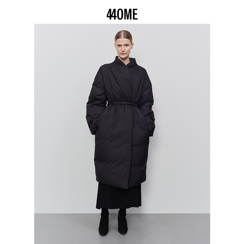 440ME宽松保暖系带长款羽绒服