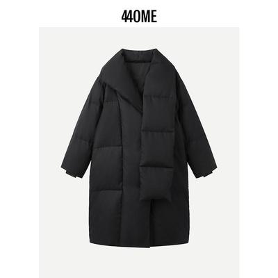 440ME围巾立领长款宽松羽绒服