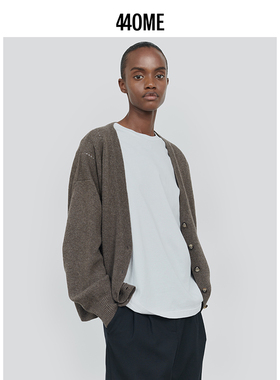 440ME女装 25秋季新品牦牛绒宽松V领长袖慵懒开衫毛衣FDFW0331K