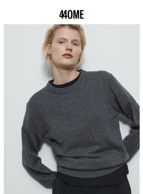 440ME女装 羊毛羊绒合身版圆领格雷系轻薄气质灰色毛衣FB3F0330K
