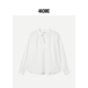 440ME女装 FB3S0216W 衬衫 舒适棉优雅V领泡泡袖 白色微宽松套头长袖