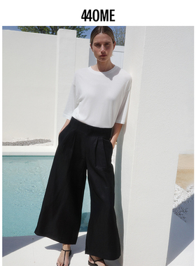 440ME女装 纯棉轻薄圆领宽松简约干练百搭落肩中袖T恤FCSS0125J