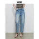 浅蓝色挺阔宽松休闲九分高腰锥形牛仔裤 440ME女装 经典 FCSS0917W