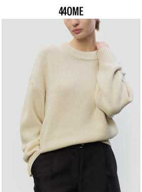 440ME女装25冬季新品圆领毛衣女宽松慵懒风针织衫套头FDFW0517K