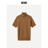 440ME女装 气质驼色合身智性风高领短袖 针织羊毛毛衣FCFW0362K