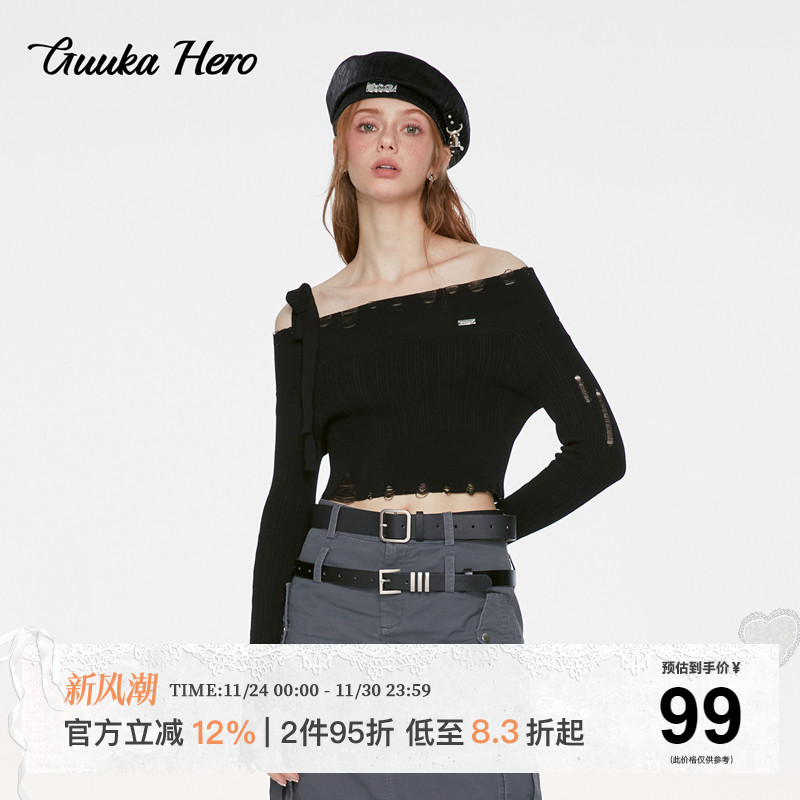 GUUKAHERO修身短款毛衣
