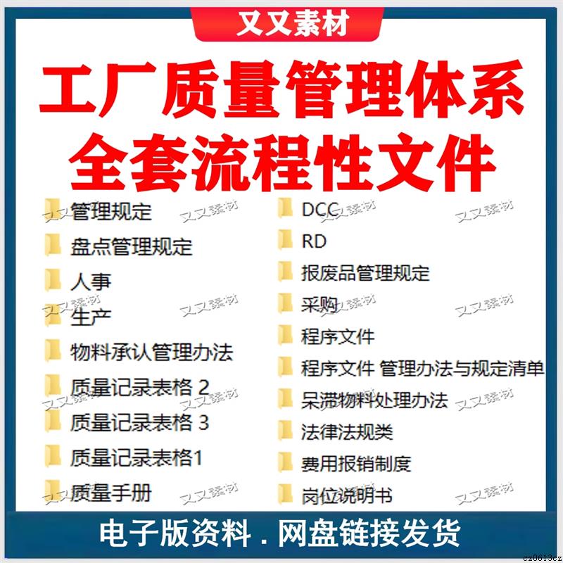 工厂质量管理体系文件全套流程性文件上市公司电子厂体系资料