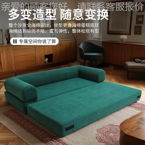 跨境压缩高密人度海绵全沙发灯芯绒三位直沙发客厅ys0142排懒人沙