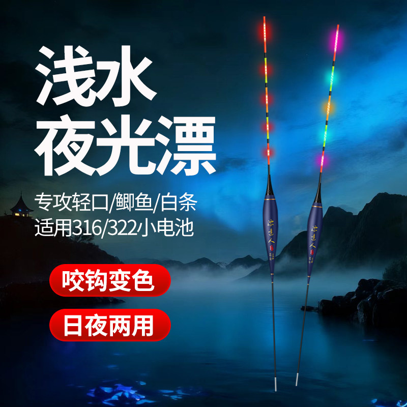 led浅水夜光漂高灵敏双排灯珠超亮316电子漂短漂日夜两用咬钩变色