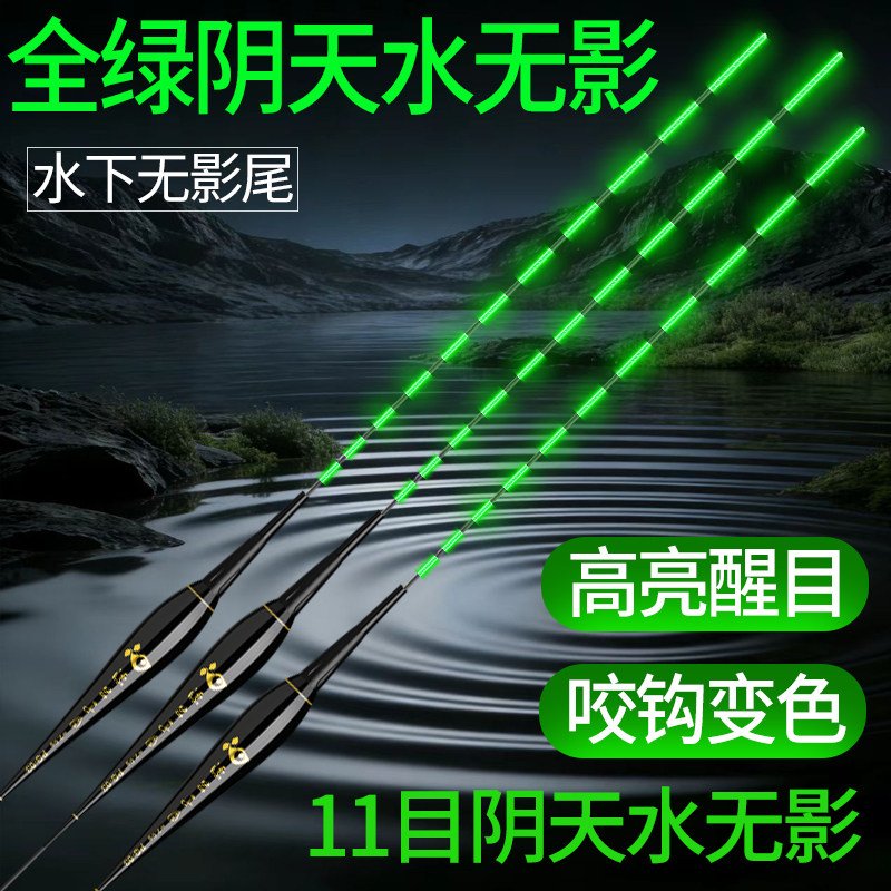 阴天无影夜光漂咬钩变色电子漂