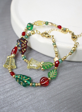 月似弓原创手作圣诞风创意小众礼物捷克珠有趣氛围感手链