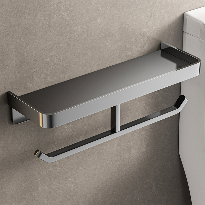 厕所不锈钢304双卷纸架酒店卫生间加厚壁挂纸巾架浴室手机置物架