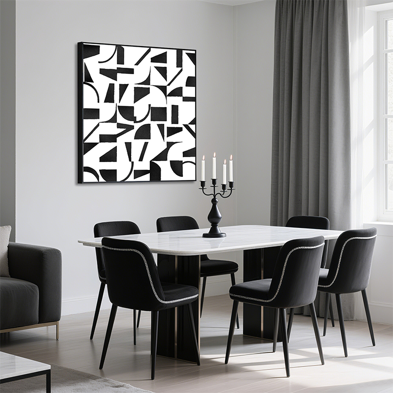 现代简约黑白灰装饰画意式极简客餐厅背景墙挂画玄关壁画可定制