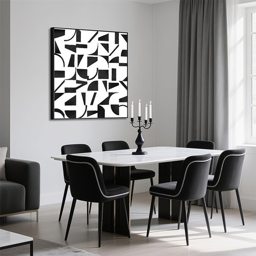 现代简约黑白灰装饰画意式极简客餐厅背景墙挂画玄关壁画可定制