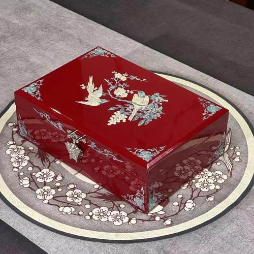 螺钿漆器首饰盒饰品收纳盒闺蜜结婚礼物生日简约复古贝壳非遗盒子