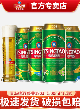 【10月青岛产】青岛啤酒经典1903四季常青系列500ml*12易拉罐整箱