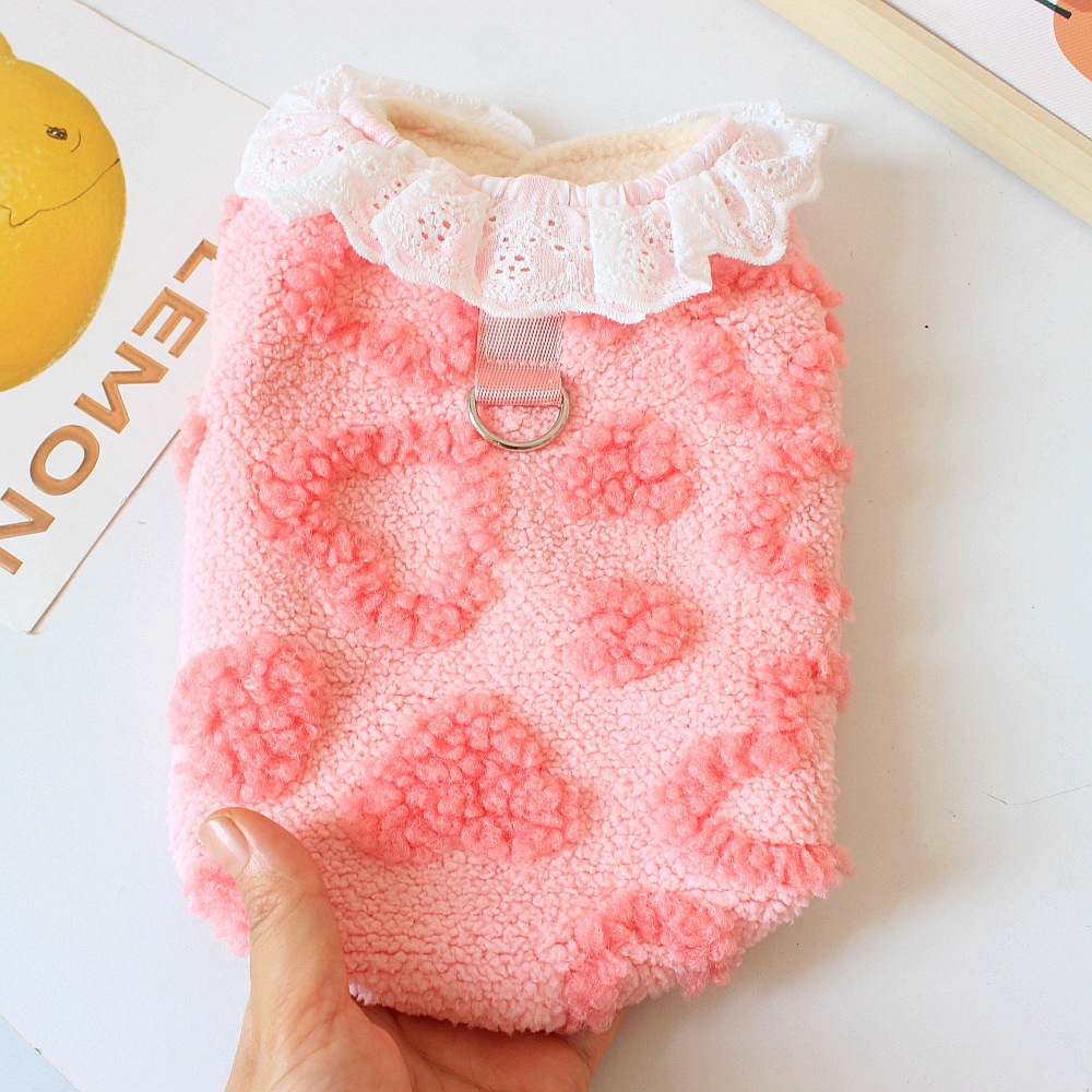宠物爱心保暖绒衣狗狗衣服猫咪小型犬秋冬加厚棉马甲泰迪比熊冬装