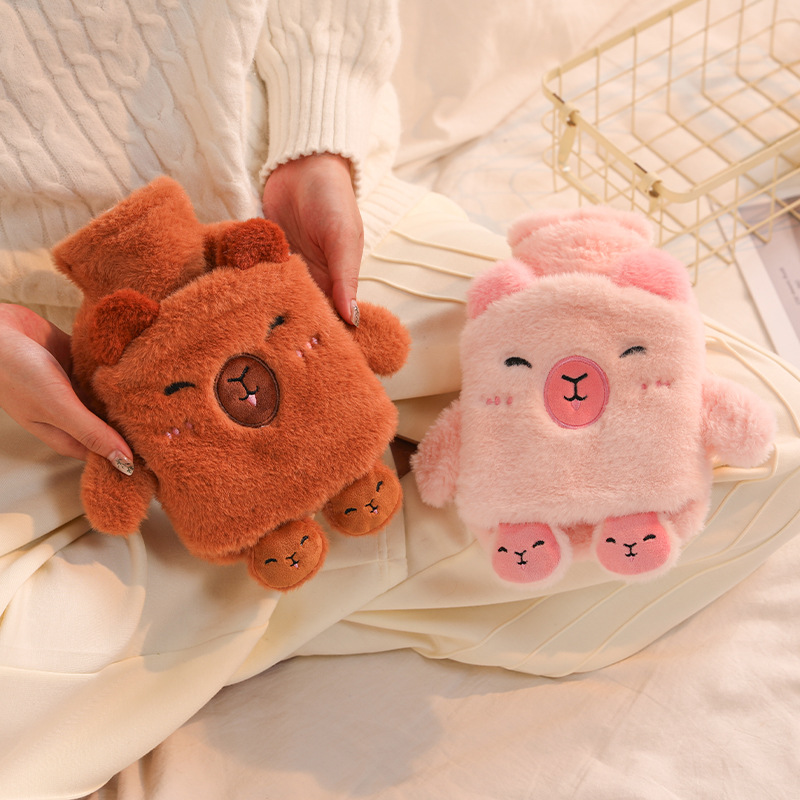 卡通毛绒可爱注水暖水袋暖手宝双插手暖宝宝热水袋可拆洗
