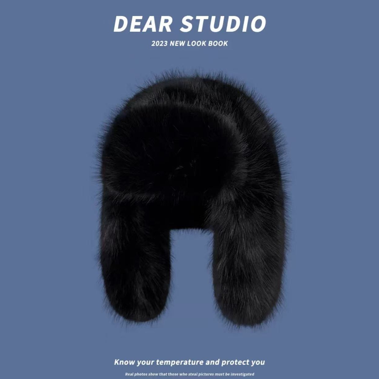 韩版蓝色仿貂绒毛绒雷锋帽子女秋冬季骑车加厚保暖滑雪防寒护耳帽