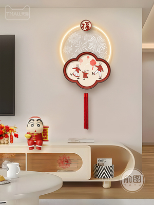 一家三四口玄关装饰画电视背景墙红色挂件画入户正对门福字壁画