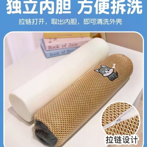 夏季凉席pp棉圆柱枕头颈椎枕护颈曲度变直脖子支撑助睡眠糖果枕