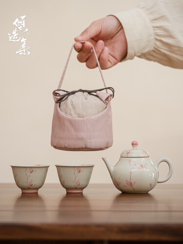 倾造集手绘蝴蝶兰茶壶便捷旅行套装陶瓷收纳功夫茶具送闺蜜礼品