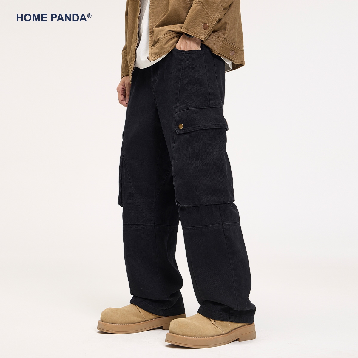 HomePanda宽松直筒休闲裤男