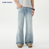 潮牌微喇长裤 HomePanda浅蓝色直筒2021M版 薄款 美式 型牛仔裤 男夏季