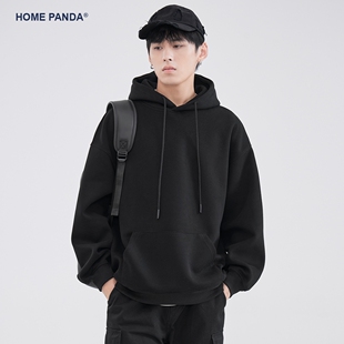 HomePanda黑色连帽卫衣男春秋款日系cityboy重磅宽松美式情侣上衣