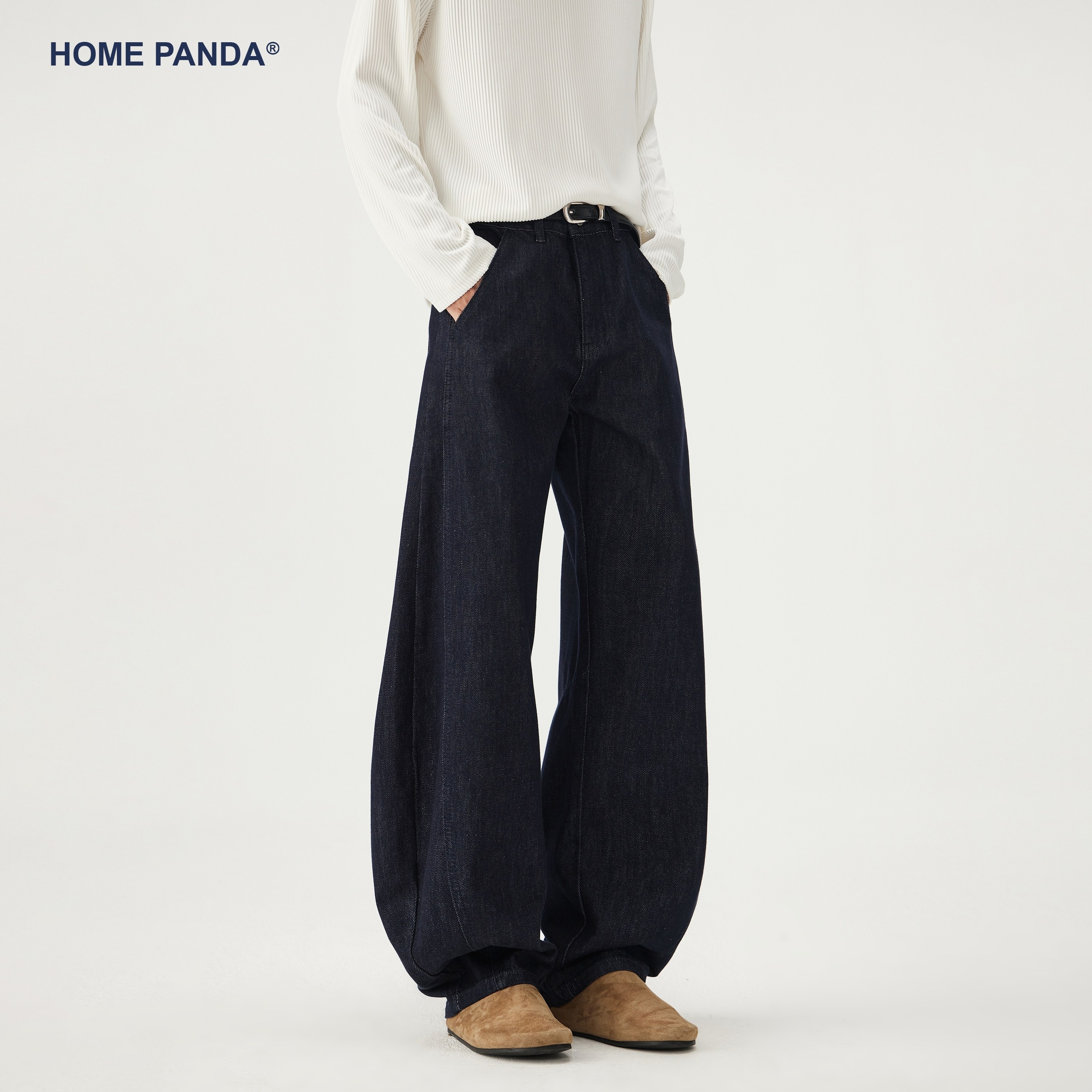 HomePanda单宁蓝弯刀牛仔裤男秋季美式复古cleanfit垂坠感阔腿裤,男装,牛仔裤,淘宝优惠券,粉丝福利购,淘宝优惠卷