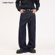高街休闲阔腿裤 美式 子 男秋冬款 HomePanda原色宽松直筒加绒牛仔裤