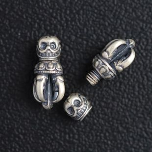 s925纯银文玩菩提子可拆卸尸陀林弟子珠柏香籽尺寸念珠配饰银饰