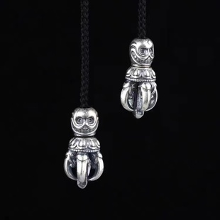 文玩925纯银尸陀林主金刚杵佛珠手串diy配饰珠配件弟子珠收尾吊坠