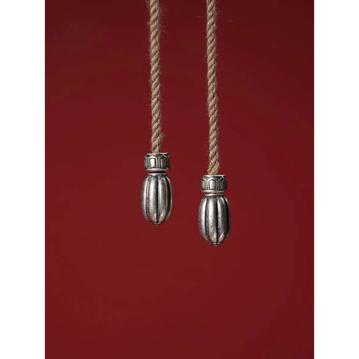 文玩纯银925南瓜珠弟子珠柏香星月菩提根椰蒂佛珠手串配饰银配件