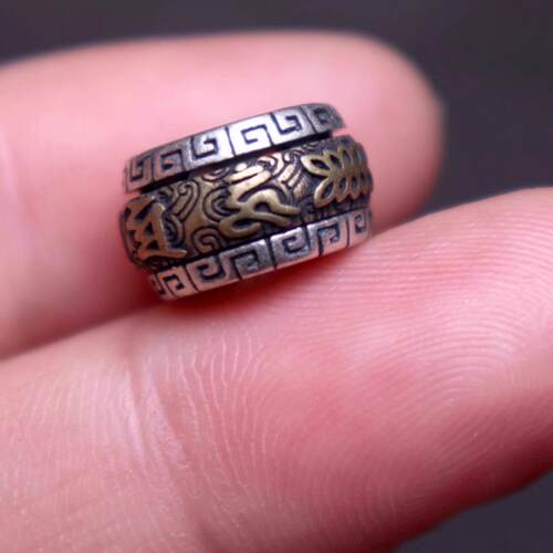 925镶嵌黄铜六字真言珠隔珠扣子顶珠菩提手长串文玩配饰diy配件