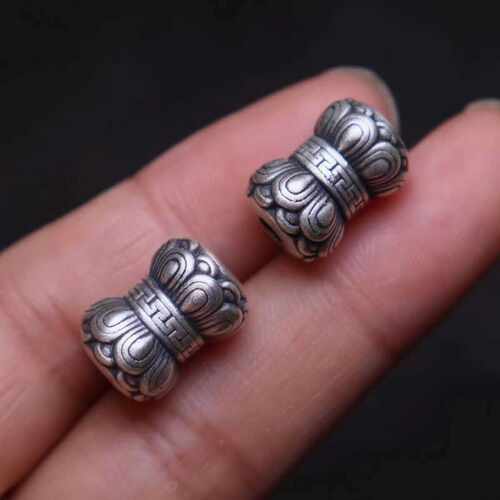 原创纯银S925双莲花桶珠隔珠