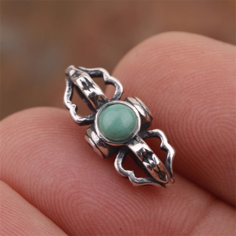 925银金刚杵背云文玩配饰手串diy配件散珠星月金刚菩提顶珠