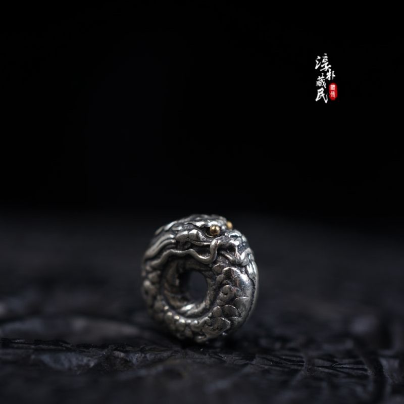 S925纯银龙扣隔片嵌铜配珠顶珠腰珠西藏特色文玩文玩手串配饰配串