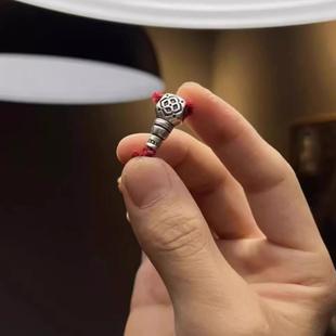 S925纯银格桑花文玩三通配饰星月金刚百香籽配珠108佛头手串配珠