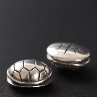 手工制925纯银龟甲背云文玩diy配饰佛珠念珠手串背云勒子项链配珠