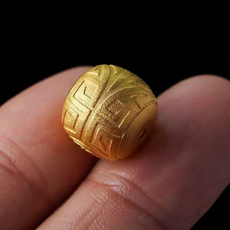 925镀金博古纹隔珠文玩百香籽椰蒂金刚星月菩提手串佛珠配饰