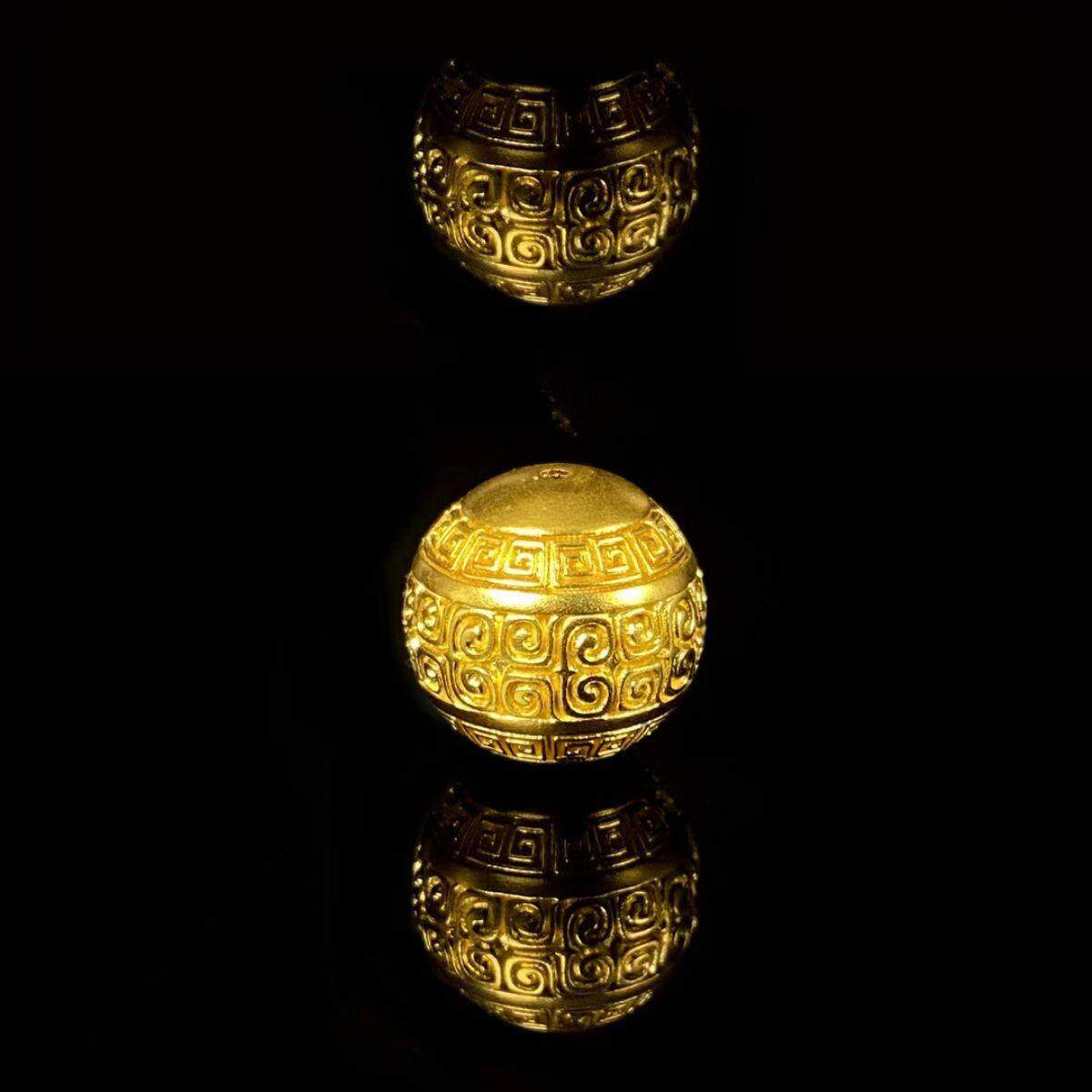 925镀金星月隔珠顶珠腰珠回纹圆珠文玩镀金适配百搭珠子配件