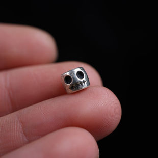 6-8mmS925纯银骷髅头尸陀林主配珠迷你小号藏式老珠子老配珠散珠
