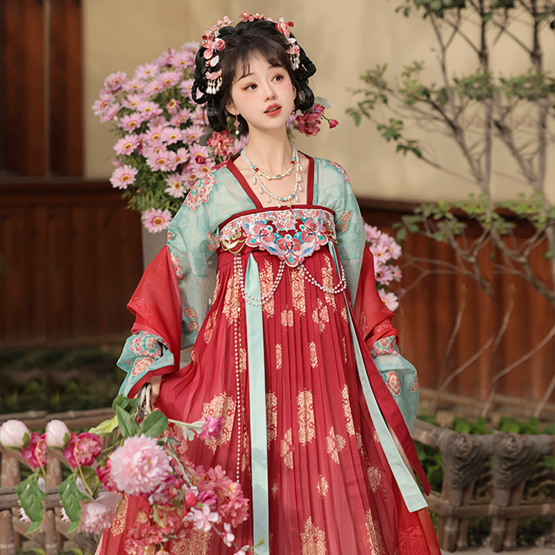 玉指捻_裊裊縣主 原創(chuàng)唐制漢服女2025新款夏改良成人齊胸襦裙古裝