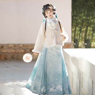 玉指捻_茉花语 原创明制汉服女2025新款冬季加厚日常马面裙古装