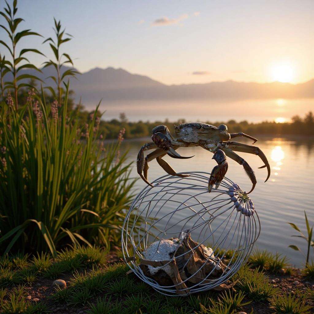 螃蟹笼子蟹笼加粗加重海用折叠海用圆形弹簧笼蟹网抓笼具海钓专用