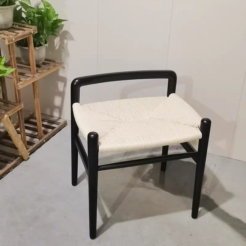 北欧实木方凳茶凳藤编化妆凳换鞋凳日式原木凳民宿椅凳子北欧餐椅