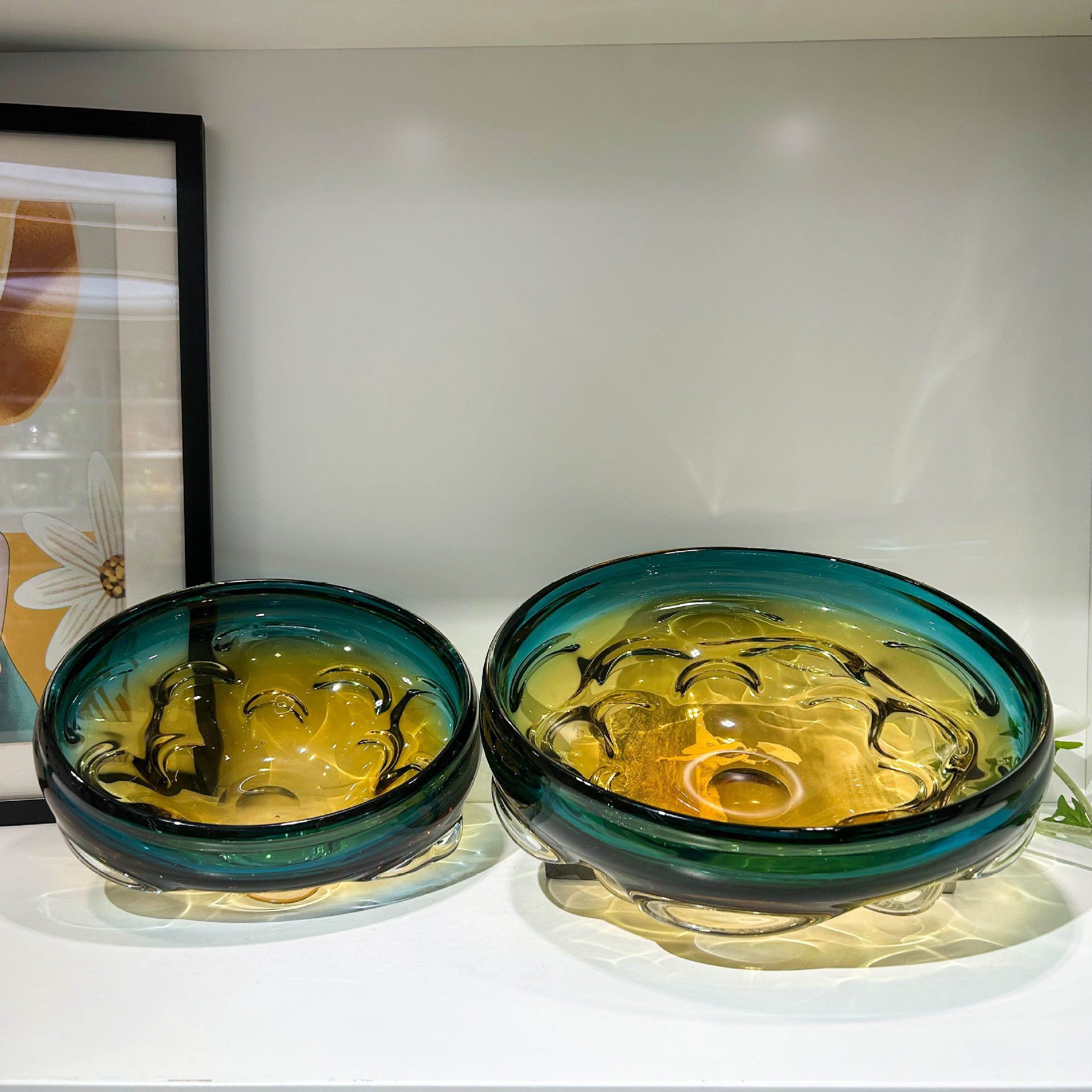 现代简约风手工琉璃干果水果盘客厅餐桌茶几样板间高级感装饰摆件