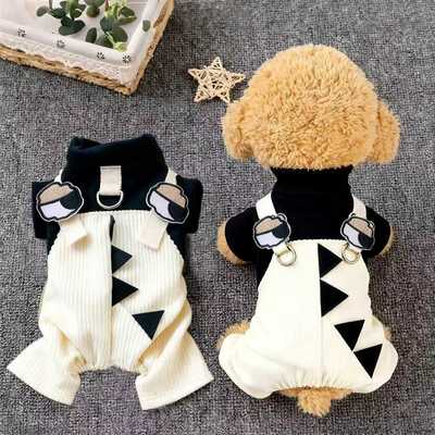狗狗衣服秋冬装保暖立体恐龙四脚衣比熊泰迪博美小型犬宠物背带裤